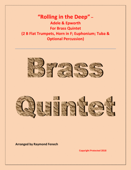 Rolling In The Deep Brass Quintet 2 Trumpets In B Flat Horn In F Euphonium Tuba And Optional Drum Set And Tambourine Sheet Music