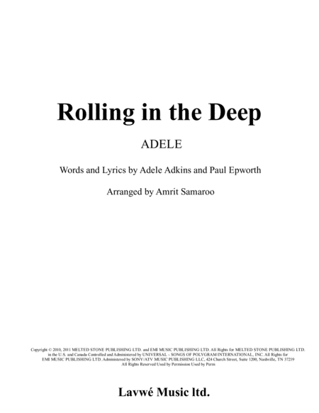 Free Sheet Music Rolling In The Deep For Steel Band