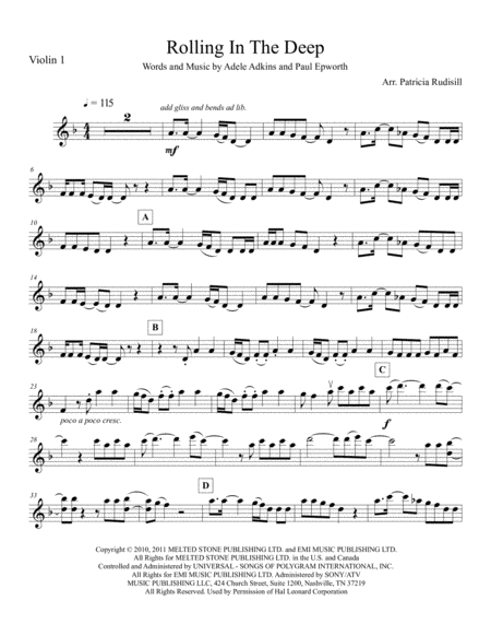 Free Sheet Music Rolling In The Deep For String Trio