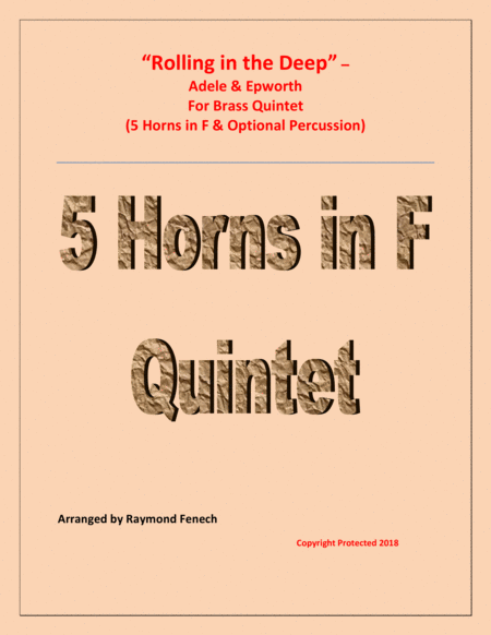 Rolling In The Deep Horn Quintet 5 Horns In F Optional Drum Set And Tambourine Sheet Music