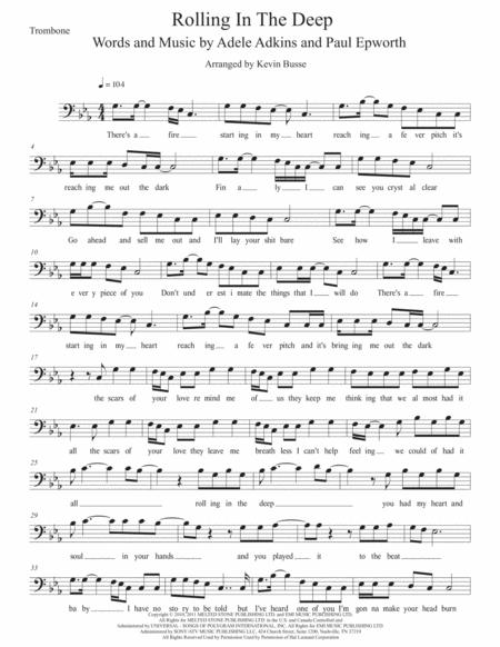 Rolling In The Deep Original Key Trombone Sheet Music