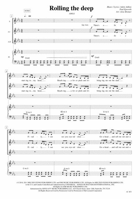 Rolling In The Deep Saa Piano Sheet Music