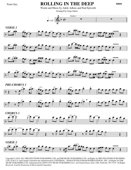 Rolling In The Deep Tenor Sax Sheet Music