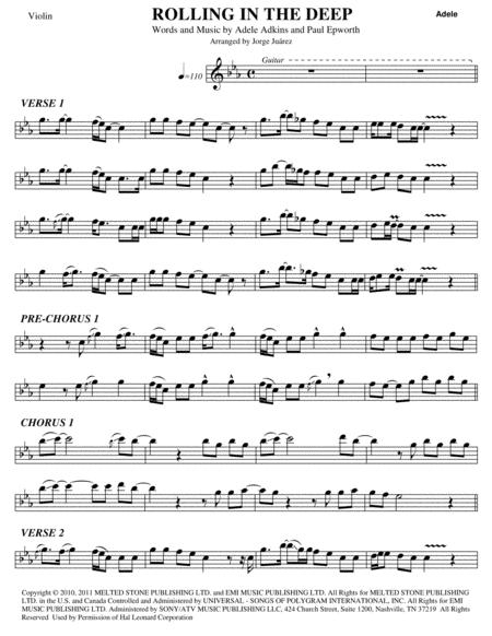 Free Sheet Music Rolling In The Deep Violin