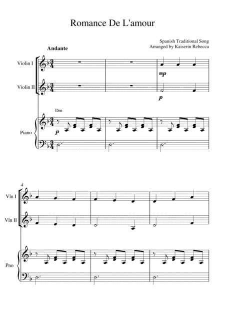 Romance De L Amour Sheet Music