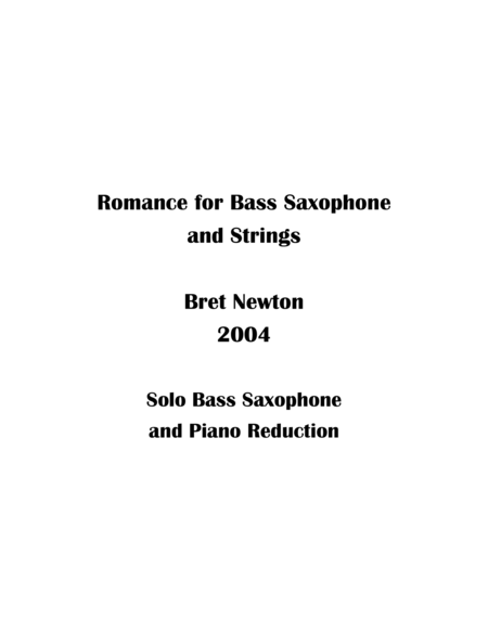 Free Sheet Music Romance For Bass Saxophone And Strings Piano Reduction