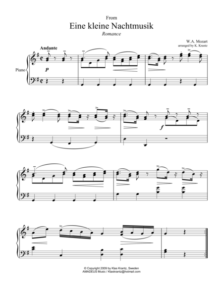 Romance For Easy Piano Solo Sheet Music