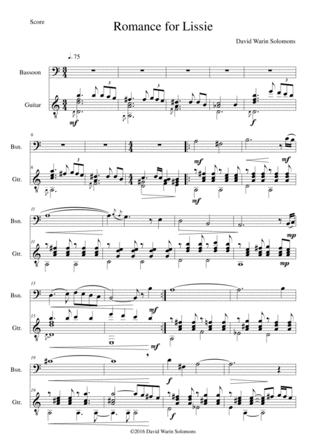 Free Sheet Music Romance For Lissie For Bassoon And Guitar