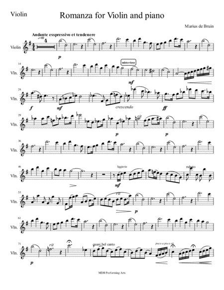 Free Sheet Music Romance For Violin And Piano Violin Part