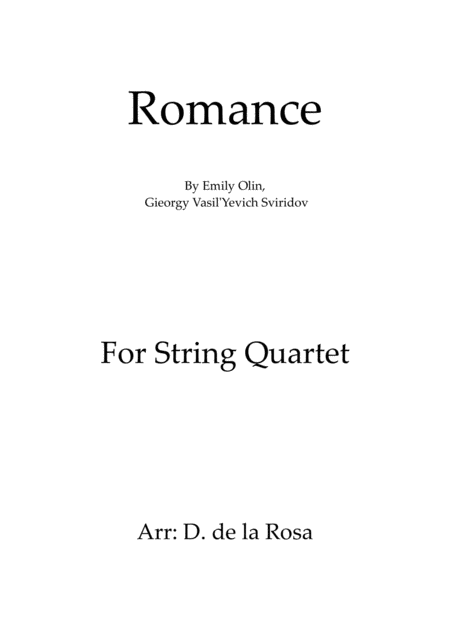 Romance G Sviridov For String Quartet Full Score And Parts Sheet Music