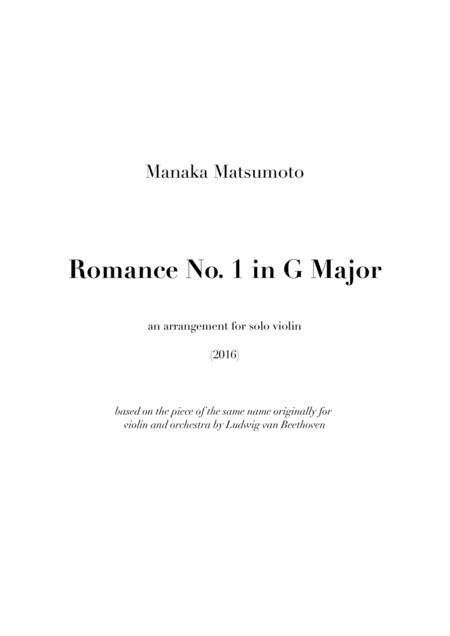 Free Sheet Music Romance No 1 In G Major Arr For Solo Violin