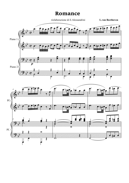 Romance Per Pianoforte A 4 Mani Sheet Music