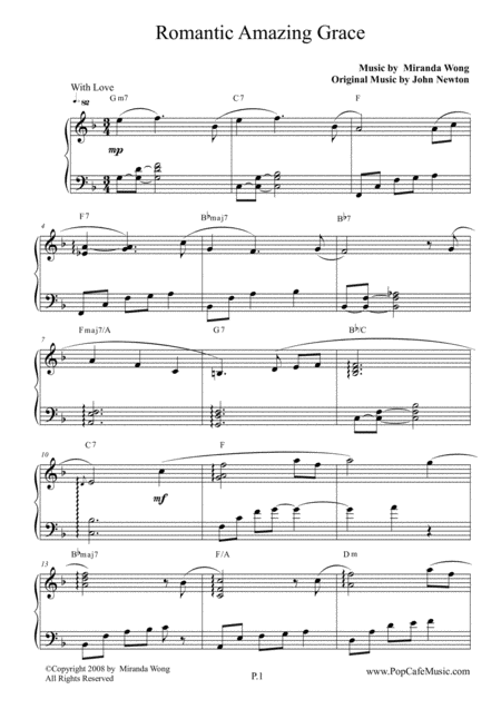 Romantic Amazing Grace In F Love Version Sheet Music