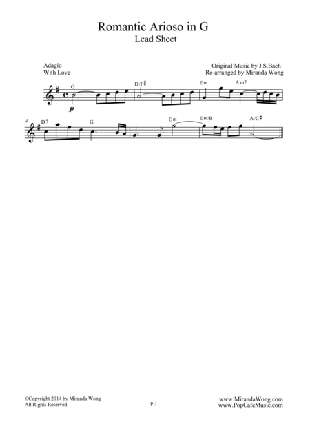 Romantic Arioso In G Violin Solo Sheet Music