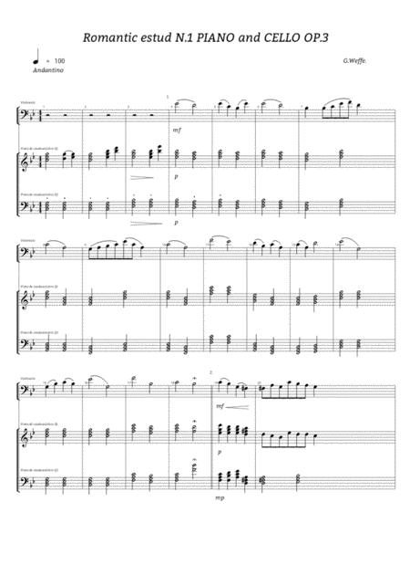 Romantic Estud N 1 Piano And Cello Op 3 Sheet Music