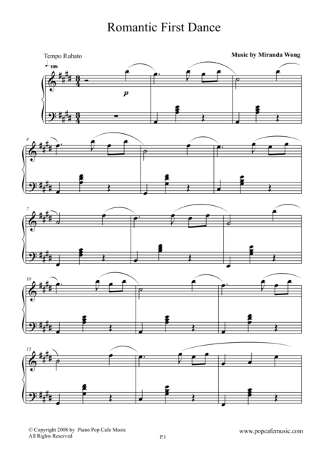 Free Sheet Music Romantic First Dance