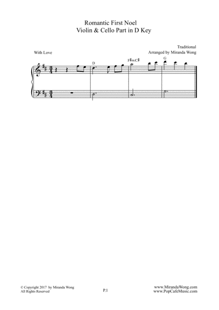 Romantic First Noel Easy Flute Or Oboe Piano And Cello Sheet Music