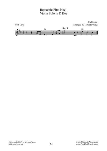 Romantic First Noel Violin And Piano In D Key With Chords Sheet Music