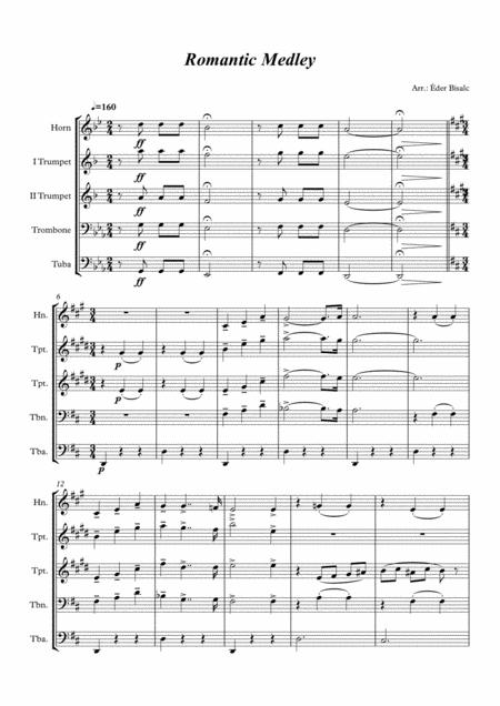 Free Sheet Music Romantic Medley For Brass Quintet