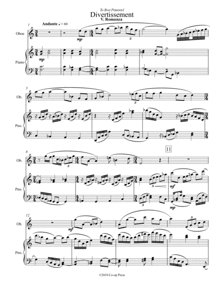 Romanza For Oboe And Piano Sheet Music