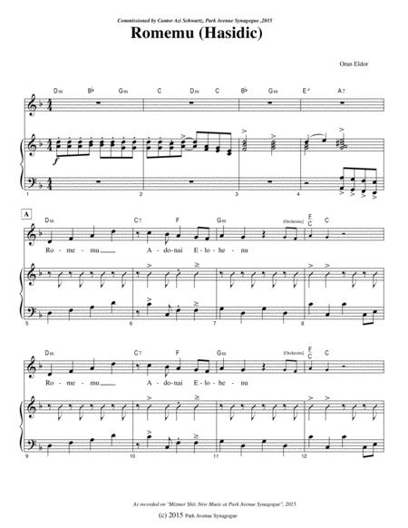 Free Sheet Music Romemu Hasidi