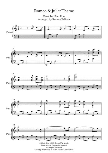 Free Sheet Music Romeo And Juliet Theme Piano