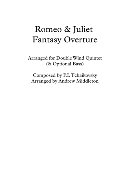 Romeo Juliet Fantasy Overture Arranged For Double Wind Quintet Sheet Music