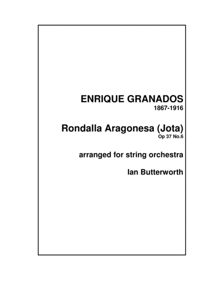 Free Sheet Music Rondalla Aragonesa Jota Spanish Dance Op 37 No 6 For String Orchestra