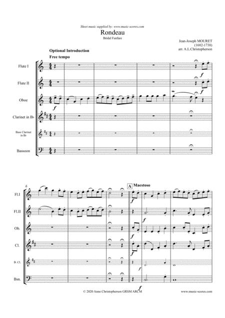 Free Sheet Music Rondeau Bridal Fanfare 2 Flutes Oboe Clarinet Bass Clarinet And Bassoon