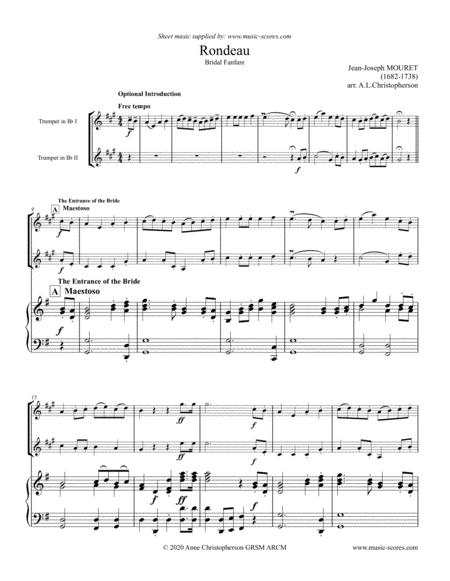 Rondeau Bridal Fanfare 2 Trumpets And Piano In Ama Sheet Music