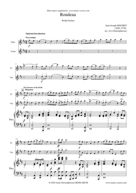 Rondeau Bridal Fanfare Flute Violin And Piano Sheet Music