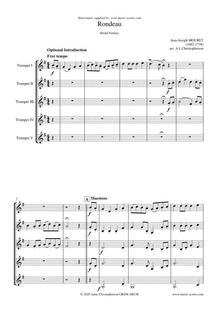 Free Sheet Music Rondeau Bridal Fanfare Trumpet Quintet Concert F Major