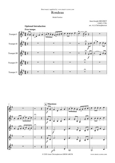 Rondeau Bridal Fanfare Trumpet Quintet Concert F Major Sheet Music