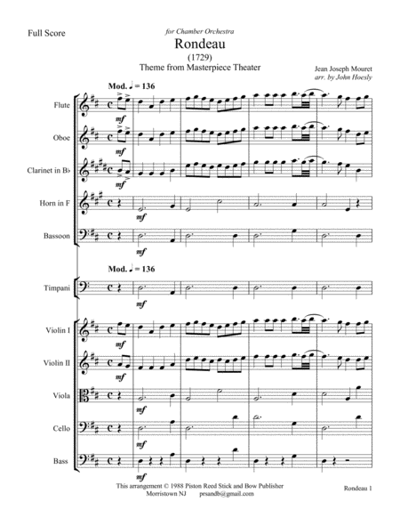 Rondeau Chamber Orchestra Sheet Music