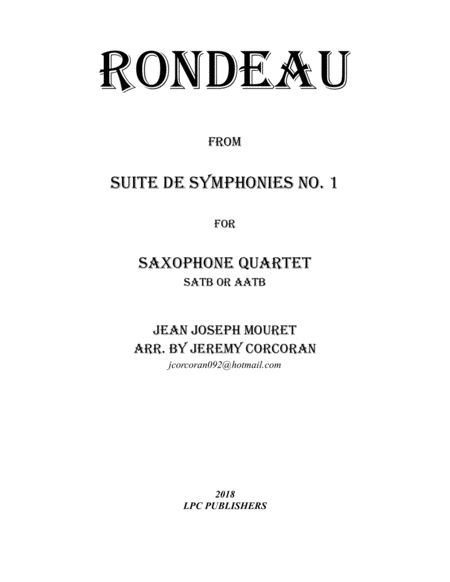 Rondeau For Saxophone Quartet Satb Or Aatb Sheet Music