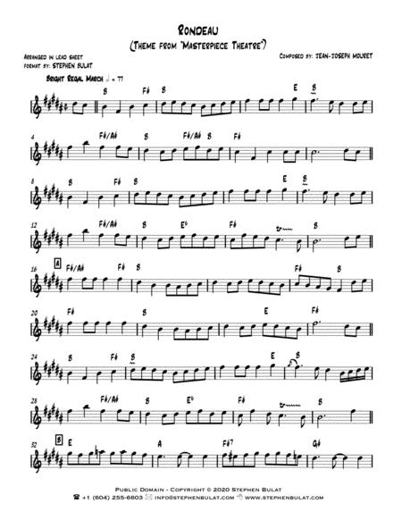 Rondeau Theme From Masterpiece Theatre Lead Sheet Key Of B Sheet Music