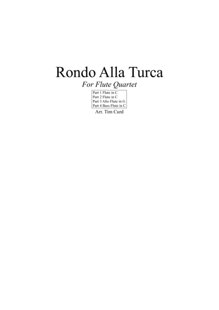 Rondo Alla Turca For Flute Quartet Sheet Music