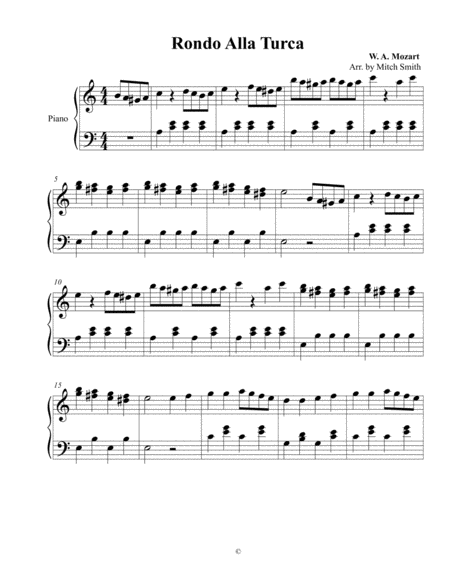 Free Sheet Music Rondo Alla Turka Ez Piano