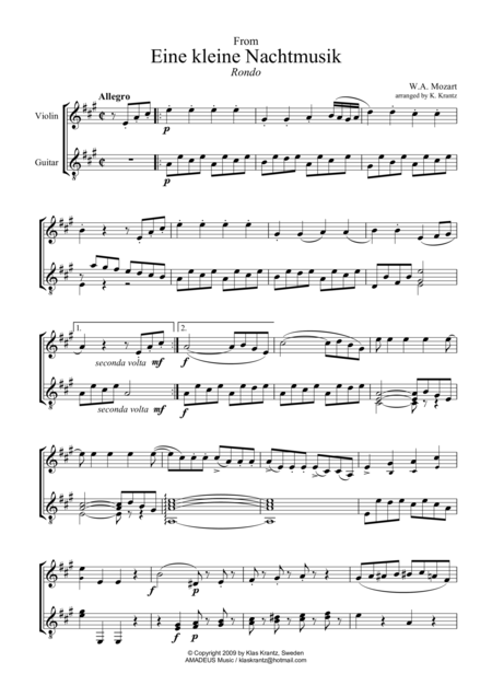 Rondo And Romance Abridged For Violin And Easy Guitar Sheet Music