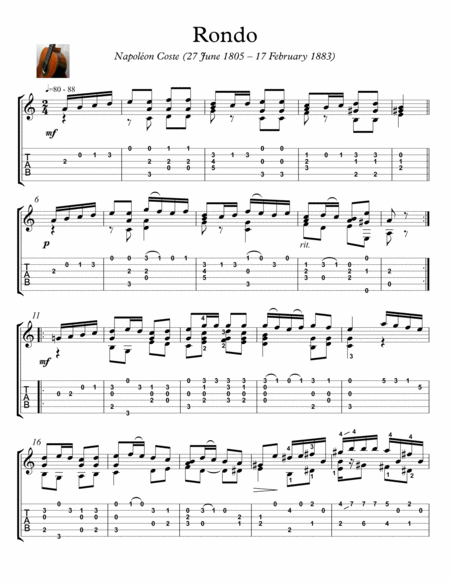 Rondo By Napoleon Coste Sheet Music