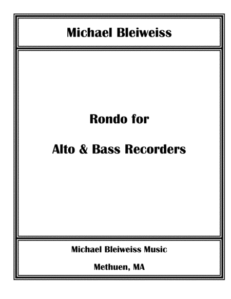 Rondo For Alto And Bass Recorders Sheet Music