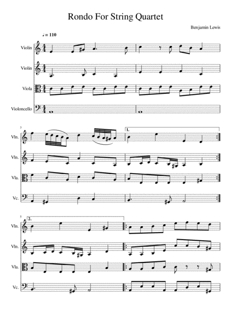 Rondo For String Quartet Sheet Music