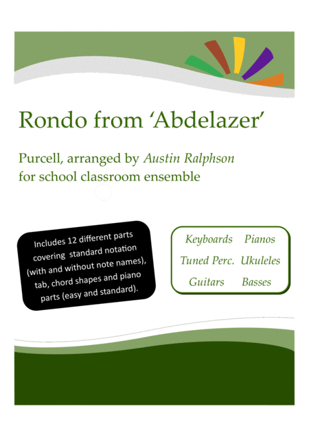 Rondo From Abdelazer With Backing Track Western Classical Music Classroom Ensemble Keyboards Ukuleles Guitars Basses Tuned Percussion Piano Sheet Music