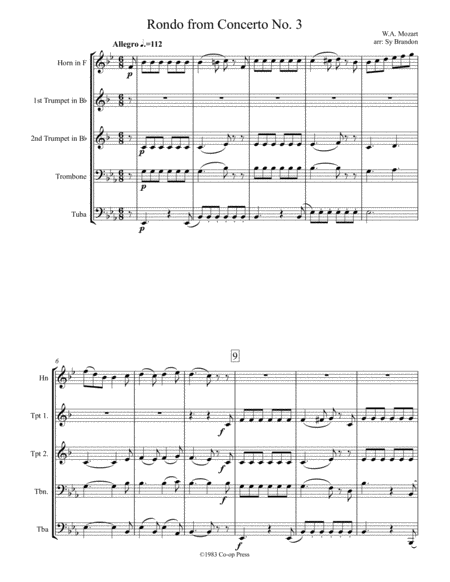Free Sheet Music Rondo From Horn Concerto No 3
