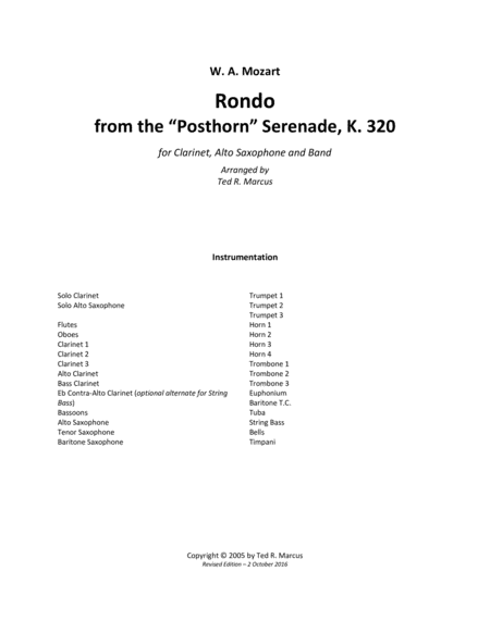 Rondo From Mozarts Posthorn Serenade K 320 Sheet Music