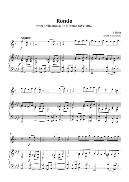 Rondo From Orchestral Suite B Minor Bwv 1067 Alto Saxophone Sheet Music