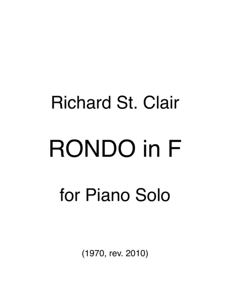 Rondo In F For Solo Piano 1970 2010 Sheet Music