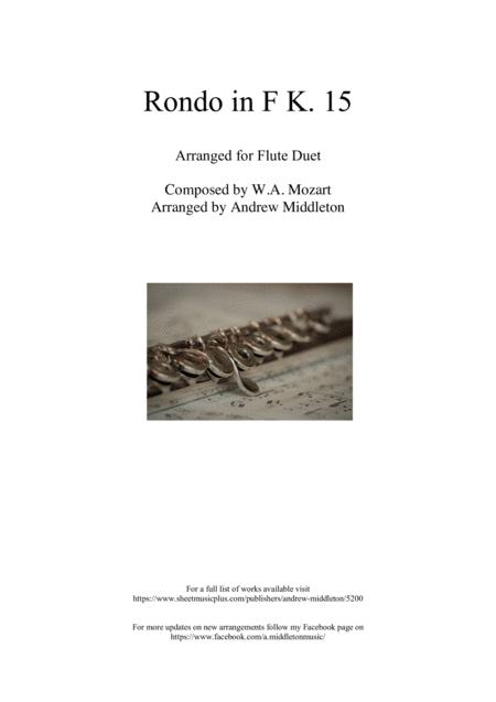 Rondo In F K 15 Arranged For Flute Duet Sheet Music