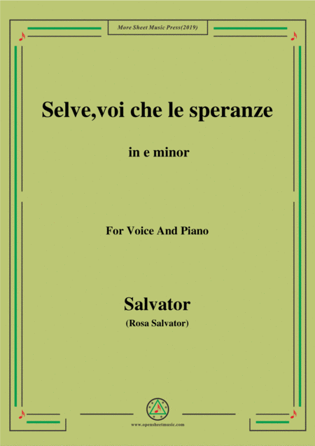 Free Sheet Music Rosa Selve Voi Che Le Speranze In E Minor For Voice And Piano