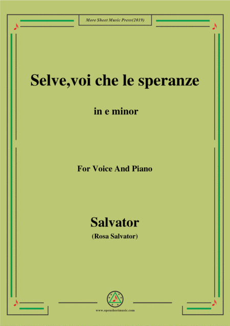 Rosa Selve Voi Che Le Speranze In E Minor For Voice And Piano Sheet Music